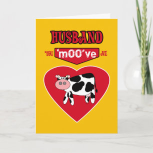 Echtgenoot Valentijn Landelijke Humor met een Koe Feestdagen Kaart