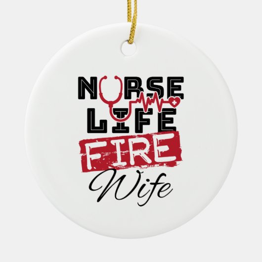 Echtgenoot van brandweervrouw in het verpleeghuis keramisch ornament (Voorkant)