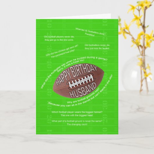 Echtgenoot verjaardag, echt slechte football grapp kaart (Gele Bloem)