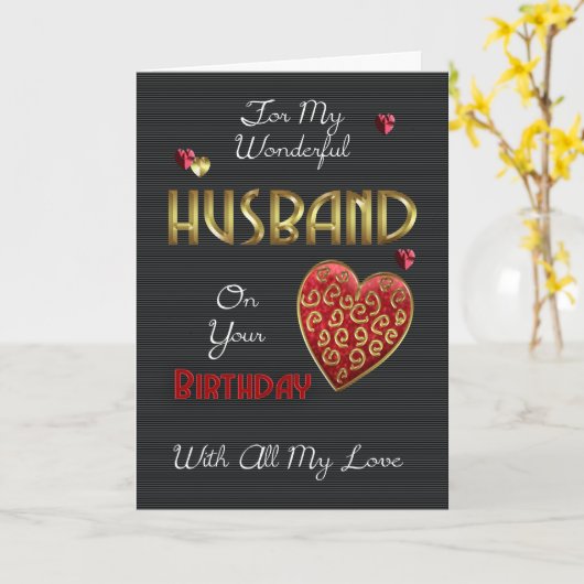 Echtgenoot, Verjaardag met Gouden Effect Kaart (Gele Bloem)