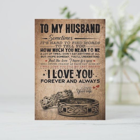 Echtgenoot Voor Mijn Echtgenoot Voor Altijd En Alt Bedankkaart (Staand voorkant)