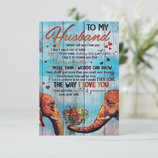 Echtgenoot voor mijn man Elephant RSVP Kaartje (Staand voorkant)