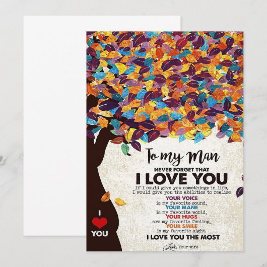 Echtgenoot voor mijn Man Ik hou van de man Bedankkaart (Voorkant / Achterkant)