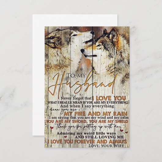 Echtgenoot voor mijn man... ik hou van jou RSVP kaartje (Voorkant / Achterkant)