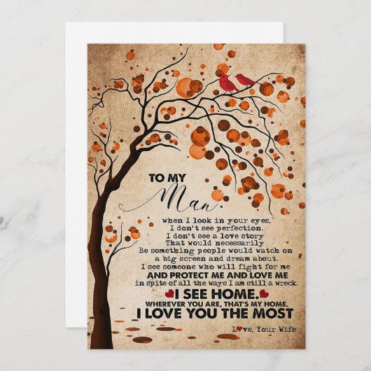 Echtgenoot voor mijn man... ik zie thuis feestdagenkaart (Voorkant / Achterkant)