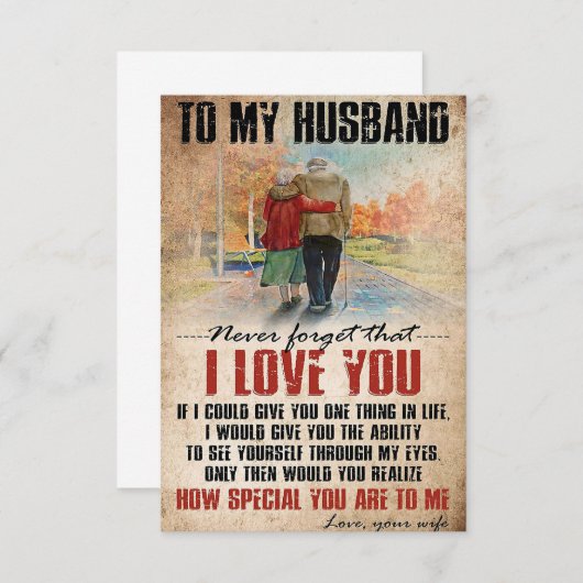 Echtgenoot voor mijn man vergeet nooit RSVP kaartje (Voorkant / Achterkant)