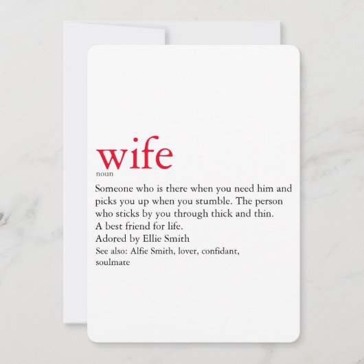Echtgenoot Vrouw Definitie Bruiloft / Jubileum Kaart (Voorkant)