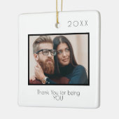 Echtgenoot wit bedankt voor je liefdesfoto keramisch ornament (Links)