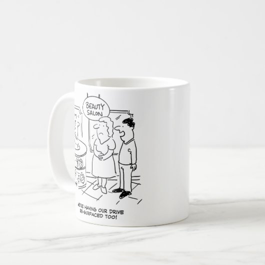 Echtgenoot zegt dat ze hebben rijden opgedoken gra koffiemok (Voorkant links)