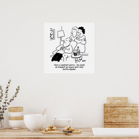 Echtgenoot zou zichzelf kunnen verwonden met fleso poster (Keuken)