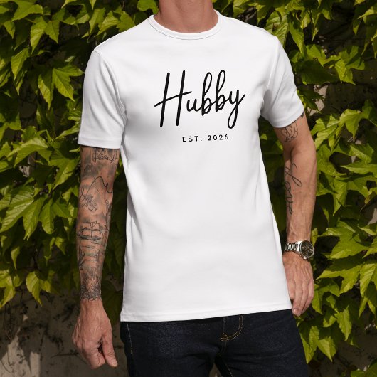 Echtgenoot Zwarte Script Typografie Opgericht Jaar T-shirt