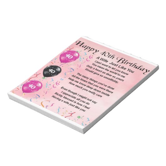 Echtgenote - 40e verjaardag notitieblok (Linkerzijde)