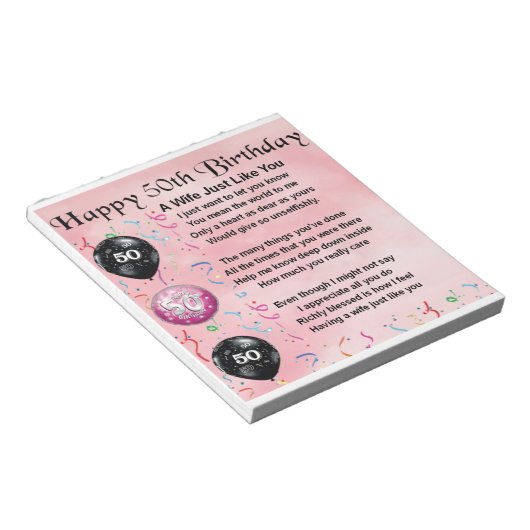 Echtgenote - 50e verjaardag notitieblok (Schuin)