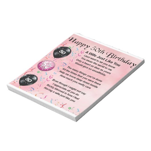 Echtgenote - 50e verjaardag notitieblok (Linkerzijde)