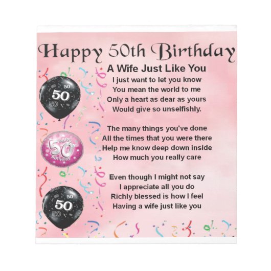 Echtgenote - 50e verjaardag notitieblok (Voorkant)