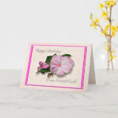 Echtgenote Birthday Impatiens Pink White Kaart (Gele Bloem)