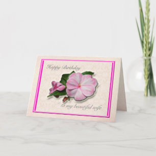 Echtgenote Birthday Impatiens Pink White Kaart