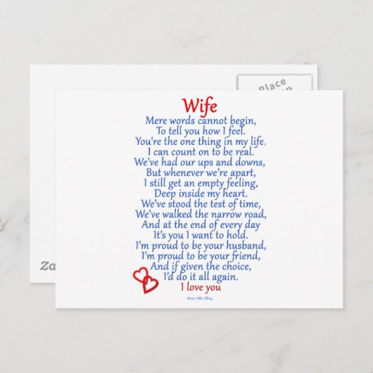 Echtgenote Briefkaart (Voorkant / Achterkant)