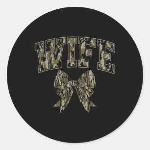 Echtgenote Camo Coquette Bow Camouflage Jachtvrouw Ronde Sticker