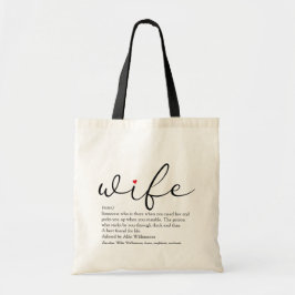 Echtgenote Definitie Chic Script Red Love Heart Tote Bag
