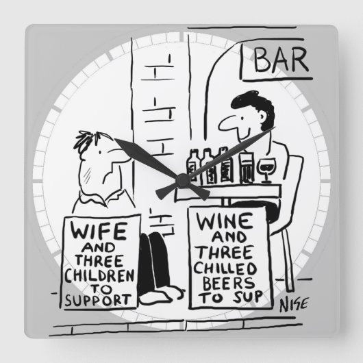 Echtgenote en 3 kinderen ter ondersteuning van vierkante klok (Voorkant)