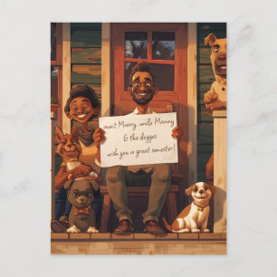 Echtgenote en echtgenoot met honden briefkaart