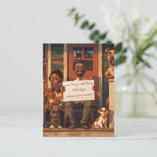 Echtgenote en echtgenoot met honden briefkaart (Staand voorkant)