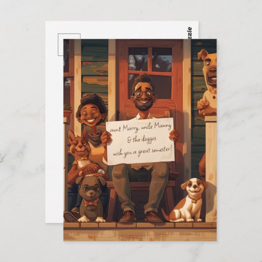 Echtgenote en echtgenoot met honden briefkaart (Voorkant / Achterkant)