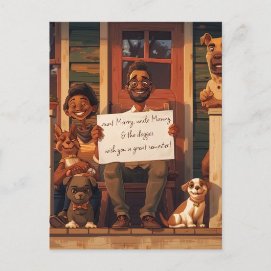 Echtgenote en echtgenoot met honden briefkaart (Voorkant)