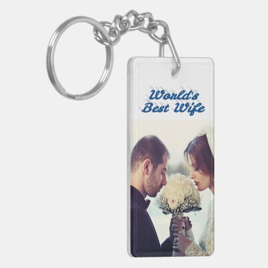 Echtgenote foto blauw zee sleutelhanger (Voorkant Links)