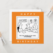 Echtgenote geeft zijn bijengeld uit aan de Cartoon Kaart (Voorkant / Achterkant in situ)