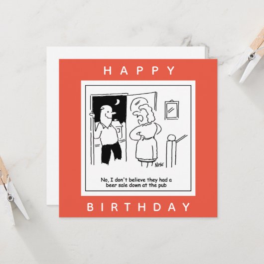 Echtgenote gelooft niet dat Pub een Cartoon voor d Kaart (Voorkant / Achterkant in situ)