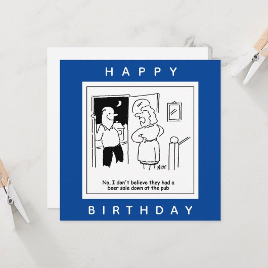 Echtgenote gelooft niet dat Pub een Cartoon voor d Kaart (Voorkant / Achterkant in situ)