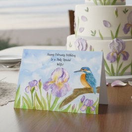 Echtgenote Gelukkige Februari Verjaardag Ijsvogel  Kaart