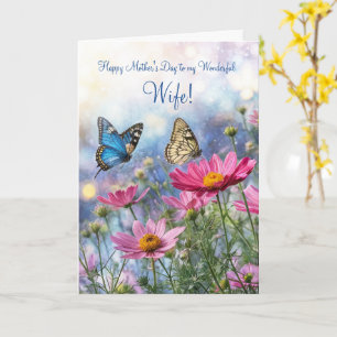 Echtgenote Gelukkige Moederdag met Mooie Bloemen  Kaart