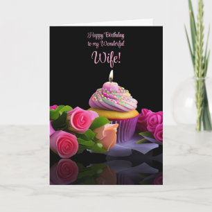 Echtgenote Gelukkige Verjaardag met Roze Cupcake Kaart
