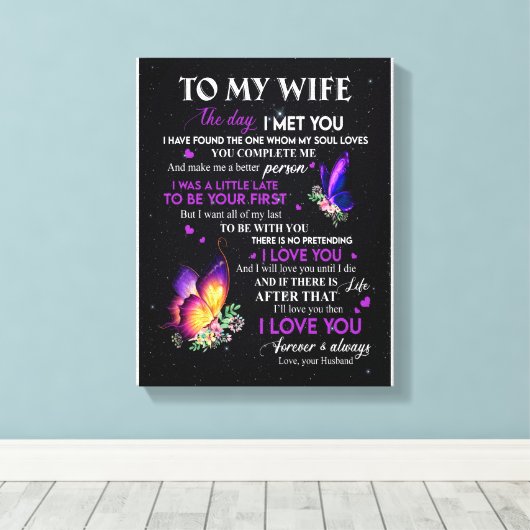 Echtgenote Gifts | Brief aan mijn vrouw van Husban Canvas Afdruk (Insitu (Houten vloer))