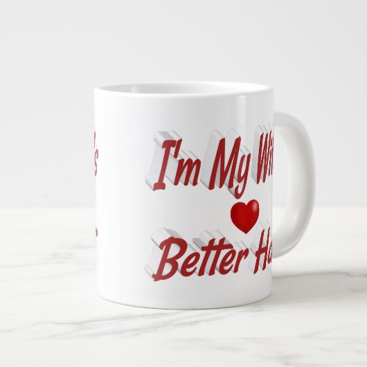 Echtgenote grappige rode tekst grote koffiekop (Voorkant rechts)