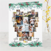 Echtgenote Hart Foto Collage Holly Mistletoe Kerst Kaart (Gele Bloem)