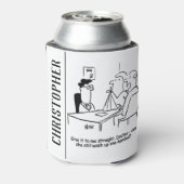 Echtgenote heeft een gebroken arm in een zingeling blikjeskoeler (Blikje Achterkant)