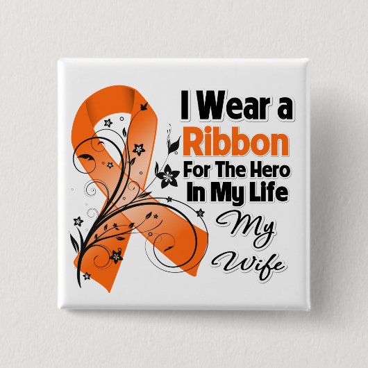 Echtgenote Hero in mijn leven leukemie Vierkante Button 5,1 Cm (Voorkant)