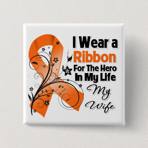 Echtgenote Hero in mijn leven leukemie Vierkante Button 5,1 Cm