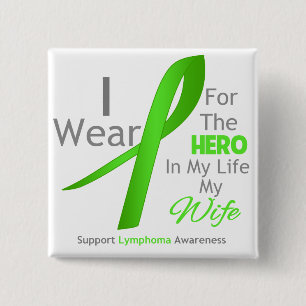 Echtgenote Hero in mijn leven - lymfoom Vierkante Button 5,1 Cm
