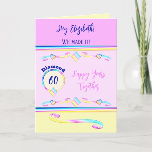 Echtgenote houdt van je diamant 60ste verjaardag b kaart (Voorkant)