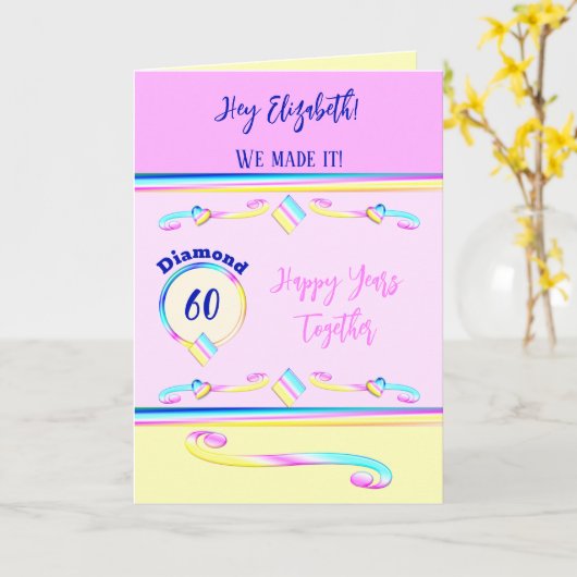 Echtgenote houdt van je diamant 60ste verjaardag b kaart (Gele Bloem)