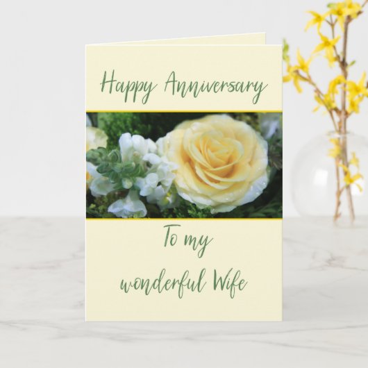 Echtgenote Jubileum Gele Rose Kaart (Gele Bloem)