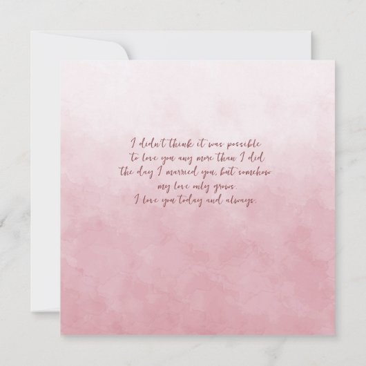 Echtgenote Jubileum Pink Roses Notitiekaartje (Achterkant)