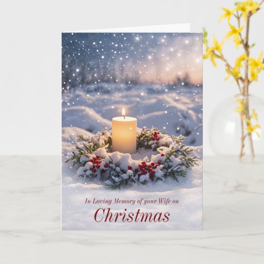 Echtgenote Kerst Herdenking met Memorial Candle Kaart (Gele Bloem)