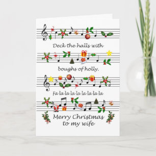 Echtgenote kerstblad Muziek Decaan the Halls Feestdagen Kaart