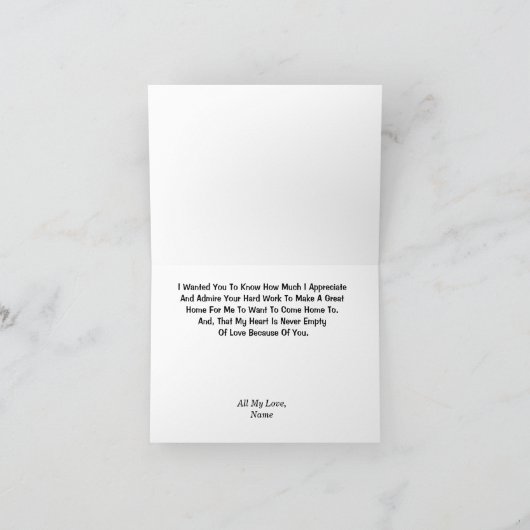 Echtgenote kostendag geweldige homemaker kaart (Binnen)